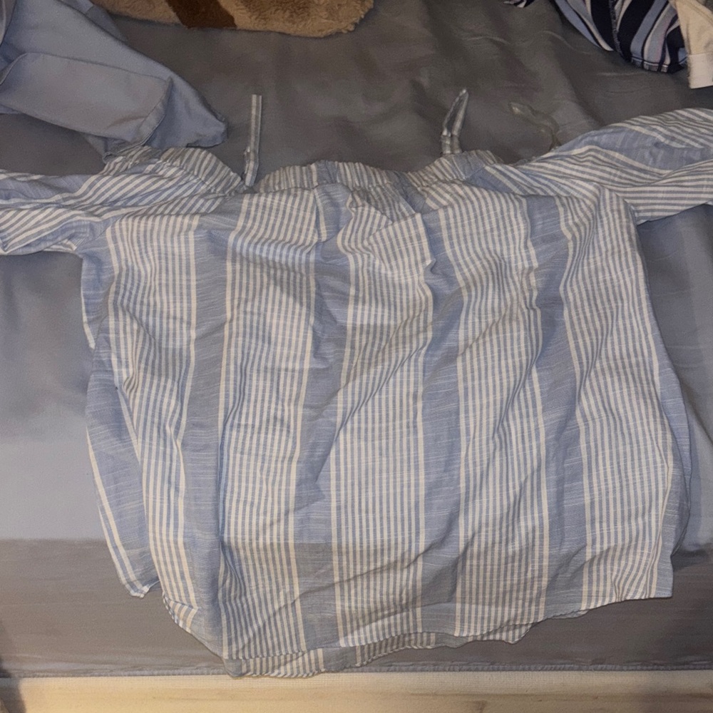 BCX Blue and White Striped Top